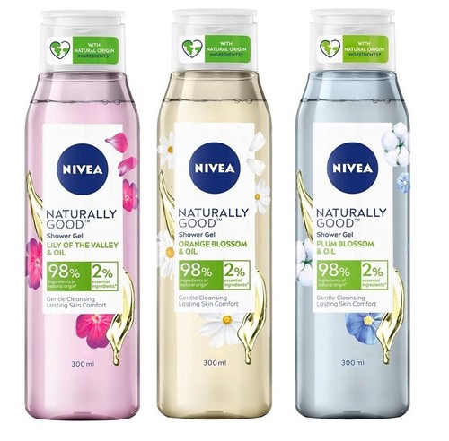 Nivea Naturally Good Body Wash, Shower Gel 300 ml