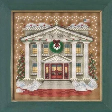 MILL HILL Button Beads Kit Counted Cross Stitch CITY BANK Christmas Village