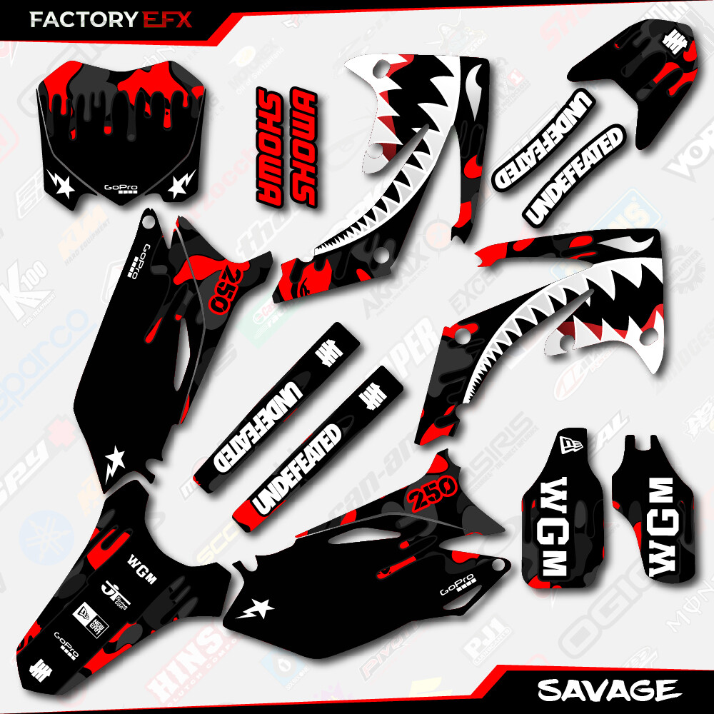 Black Red Savage Racing Camo Graphics kit fits Honda Crf250 10-13