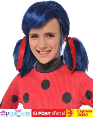 Girls Miraculous Ladybug Blue Pigtail Wig Book Week Cosplay Costume ...