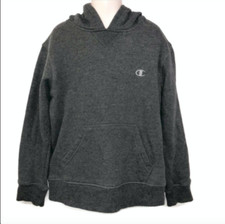 Champion Boy Girl Size Small Hoodie Sweatshirt Heather Gray Embroidered C Logo