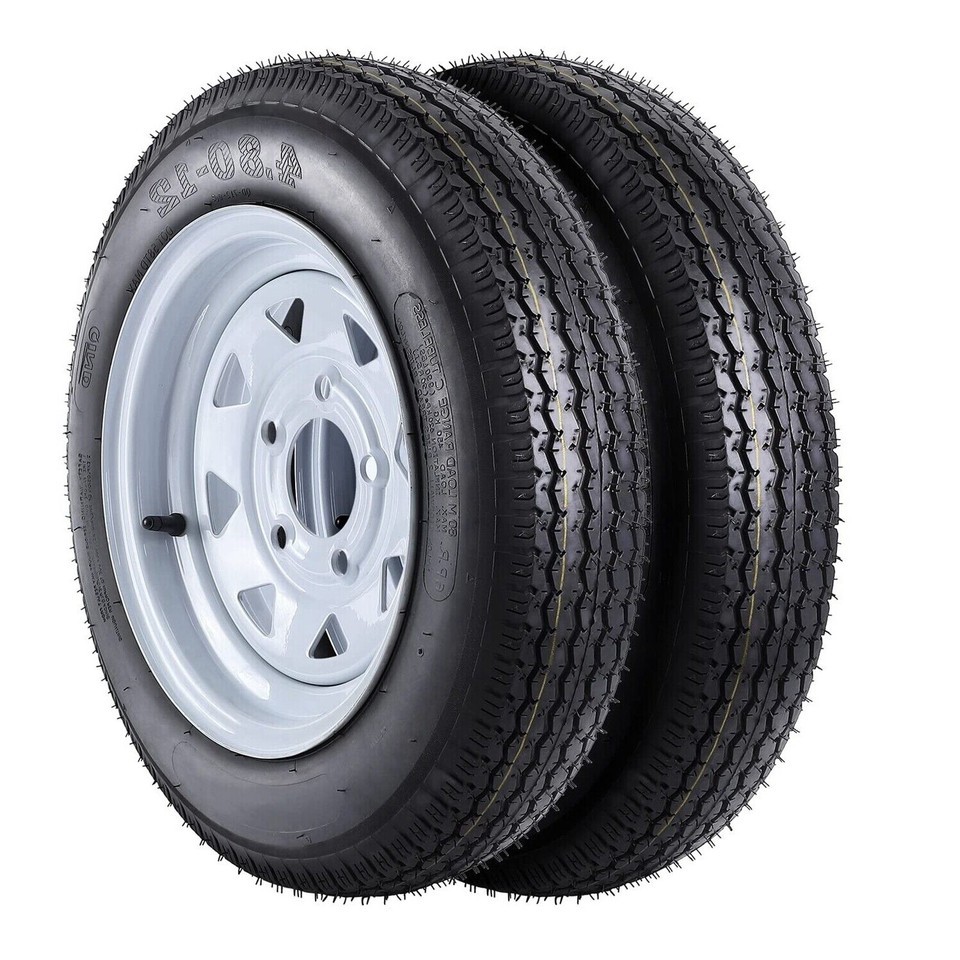 2Pack 4.8012 48012 4.80 X 12 Trailer Tires On 12" Rims, 5 Lug 6PR