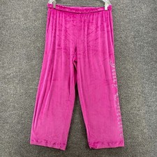 Juicy Couture Pants Size XL Pink Velour Low Rise Logo Wide Leg Vintage 90s Y2K