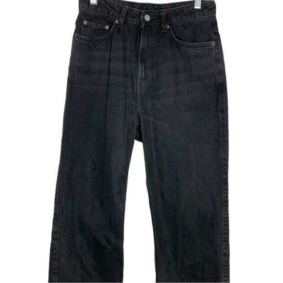 Jeans donna Weekday fila vita alta gamba dritta larga nero taglia 28