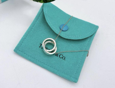 TIFFANY&Co 1837 Interlocking Circles Necklace Pendant Silver 925 W/pouch NM JP