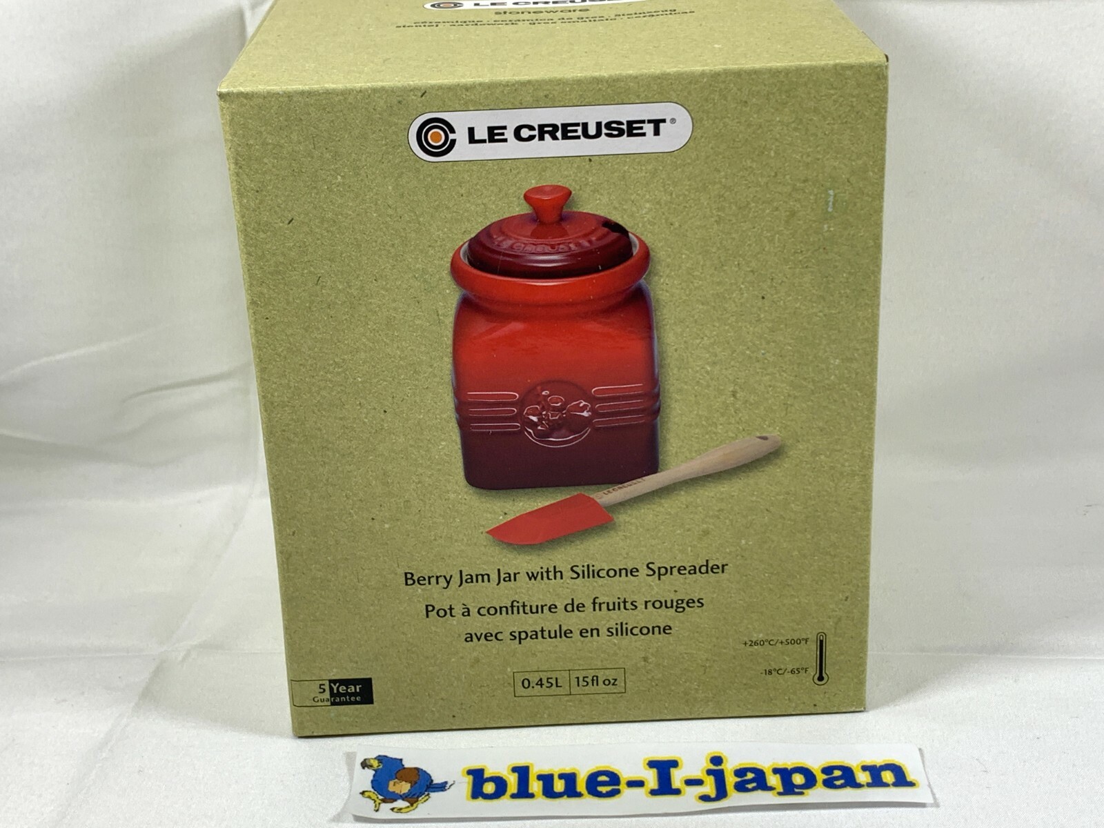 Le Creuset Jam Jar with Silicone Spreader 15 fl Ounce Cherry Red