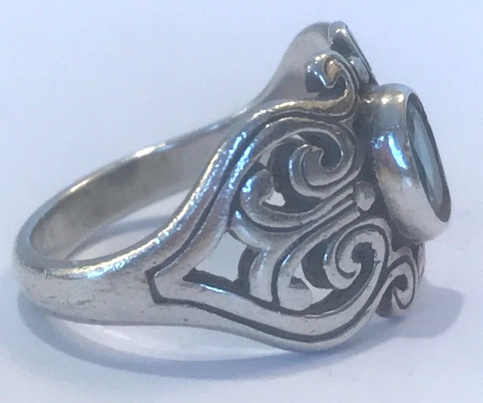 ❤️ANILLO CORAZONES DESPLAZADOS JAMES AVERY Retirado ~ Topacio Azul Esterlina Talla 4.5 JA Caja❤️ Foto 3 de 4