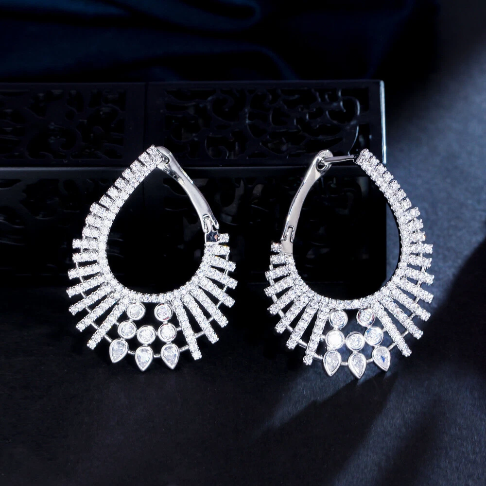 Big white cheap stone earrings