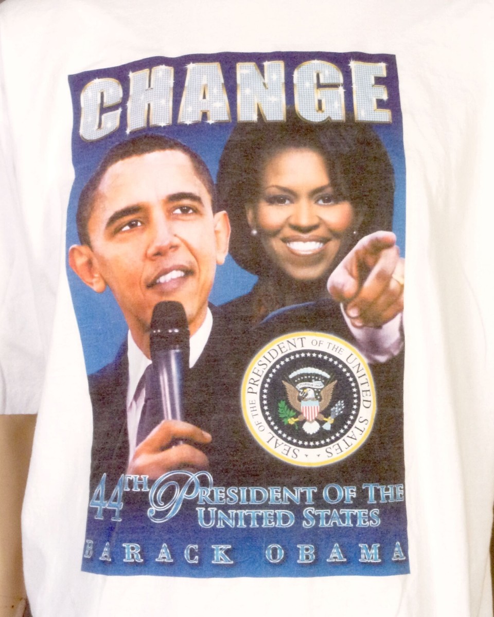 vintage 00s Y2K RARE bootleg Barack & Michelle Obama T-Shirt