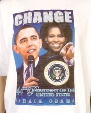 vintage 00s Y2K RARE bootleg Barack & Michelle Obama T-Shirt 2008 President 2XL