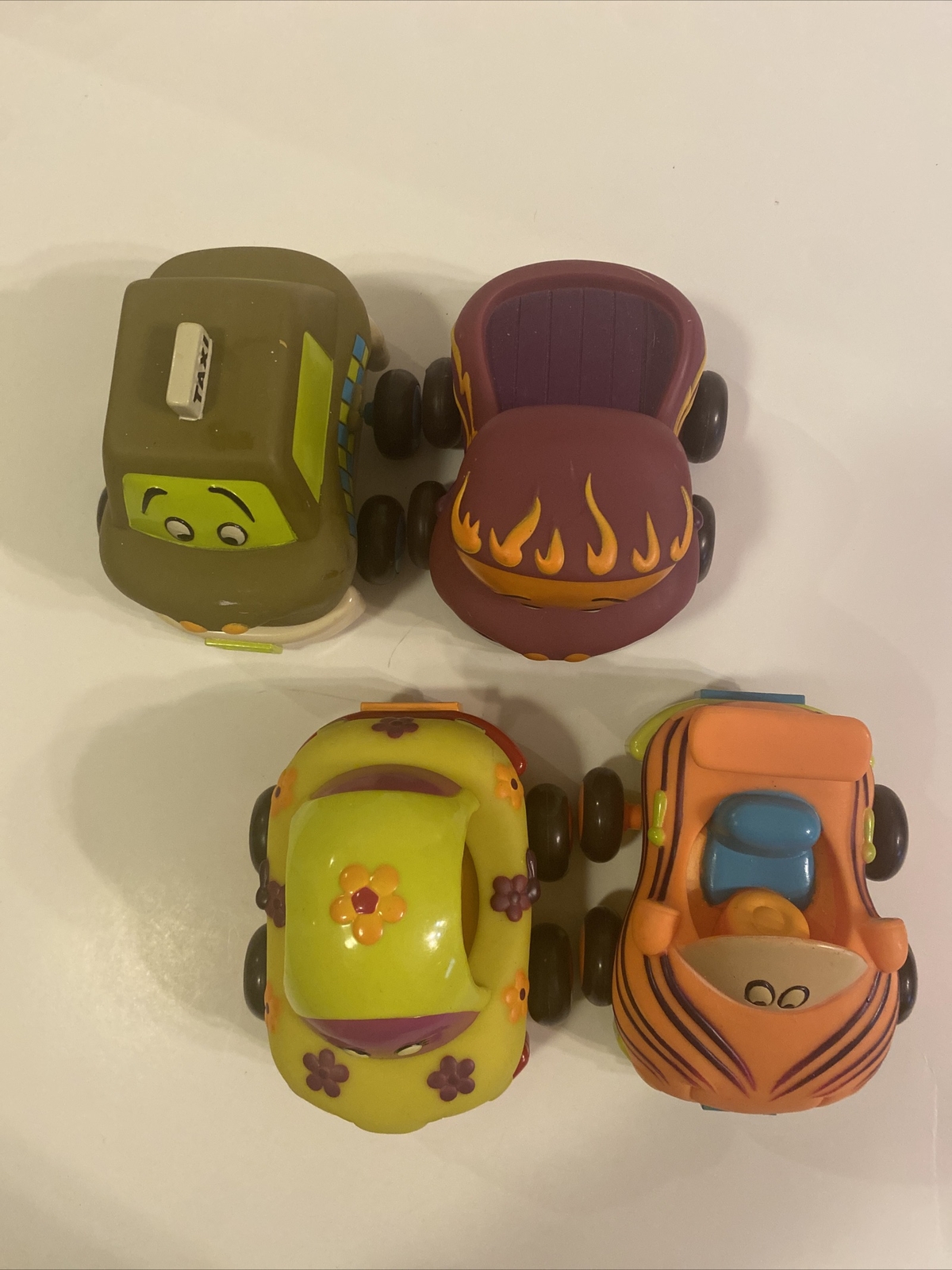 B Toys Battat Wheeee'ls! 4 Soft Toy Vehicles Pull Back Cars Trucks Just