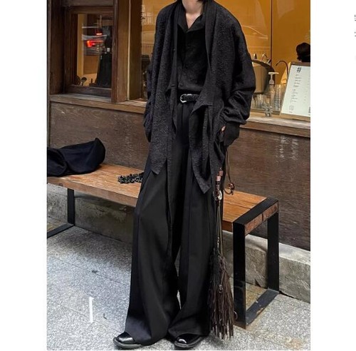 Pantaloni Yamamoto uomo donna larghi larghi vita media pantaloni casual pieghettati - Foto 4 di 13