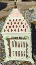 Unique Vintage Antique Decorative Porcelain Ceramic Bird Cage