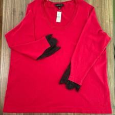 Lane Bryant Red Sweater Lace Trim Plus Size 26/28 NWT