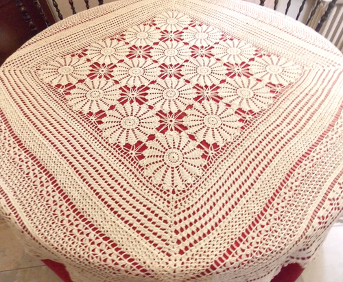 NAPPE CROCHETMAIN CREATION S RAISONNIER ARTISANAT FRANCAIS JULIETTE 1.35 ECRU*** - Picture 2 of 5