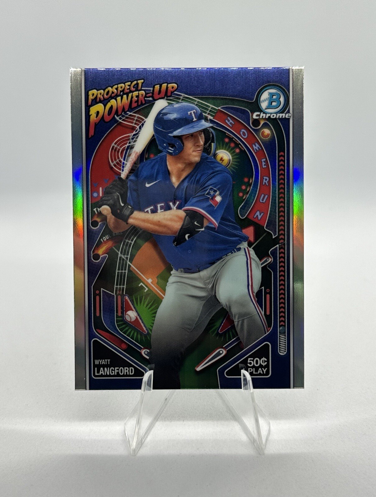 2024 Bowman Chrome Wyatt Langford Prospect Power-Up #PP-3 Texas Rangers Rookie