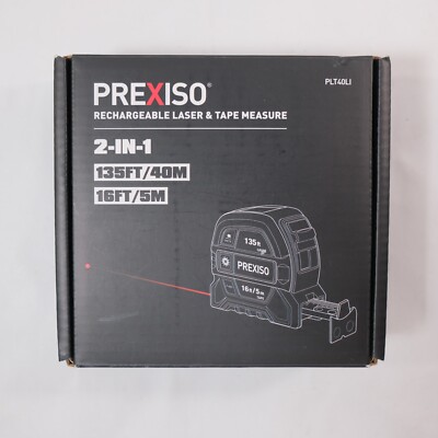 PREXISO 2-in-1 Laser Tape Measure 135Ft Rechargeable Laser & 16Ft Measuring Tape