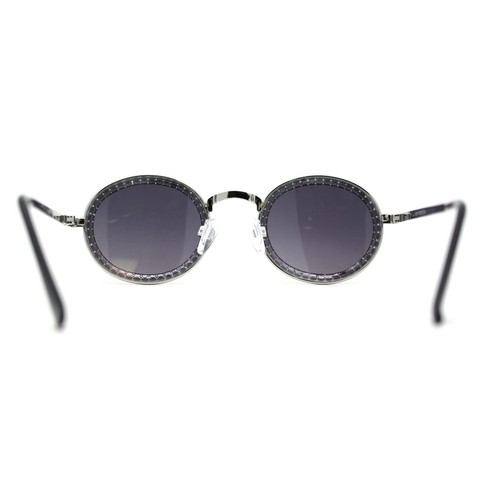 Kleine runde ovale Sonnenbrille mit voller Krone und Strass  - Bild 16 von 21