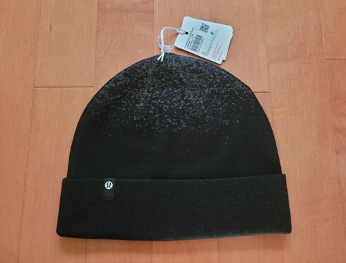 L/XL LULULEMON Team Canada Olympics Black MERINO WOOL BLEND Reversible Toque Hat - Picture 2 of 4