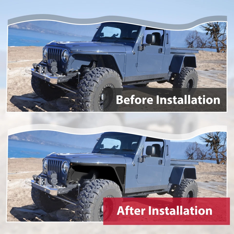 HECASA Steel Fender Flares Armor Guard w/Light for 97-06 Jeep Wrangler TJ — 第 3/4 张图片