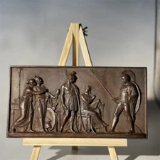 Handmade Bronze Ancient Greek Relief Sculpture, Historical Statue Home Decor