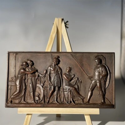 Handmade Bronze Ancient Greek Relief Sculpture, Historical Statue Home Decor