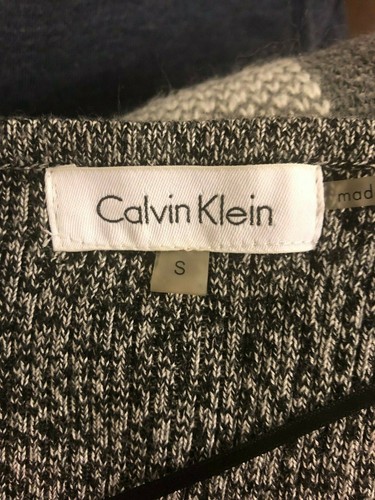 Calvin Klein Women’s Cardigan Collarless Zipper Front Black / White Size S - Picture 5 of 6
