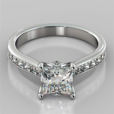 2.64 Ct Princess Lab Created Diamond Engagement Wedding Ring14K Solid White Gold