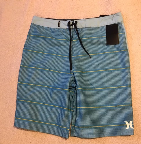 Hurley Boys Board Shorts Swim Trunks Blue Stripe Design Swimming Sz 18 New - Picture 7 of 9