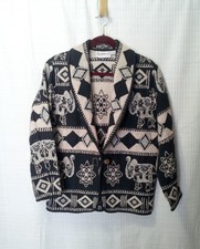 Flashback Art Tapestry Jacket Black And Grey Elephant Design Size M New No Tags