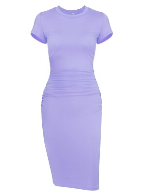Missufeintl Women's Bodycon Ruched Short Sleeve T Shirt Midi Sundress Fitted  XL | eBay