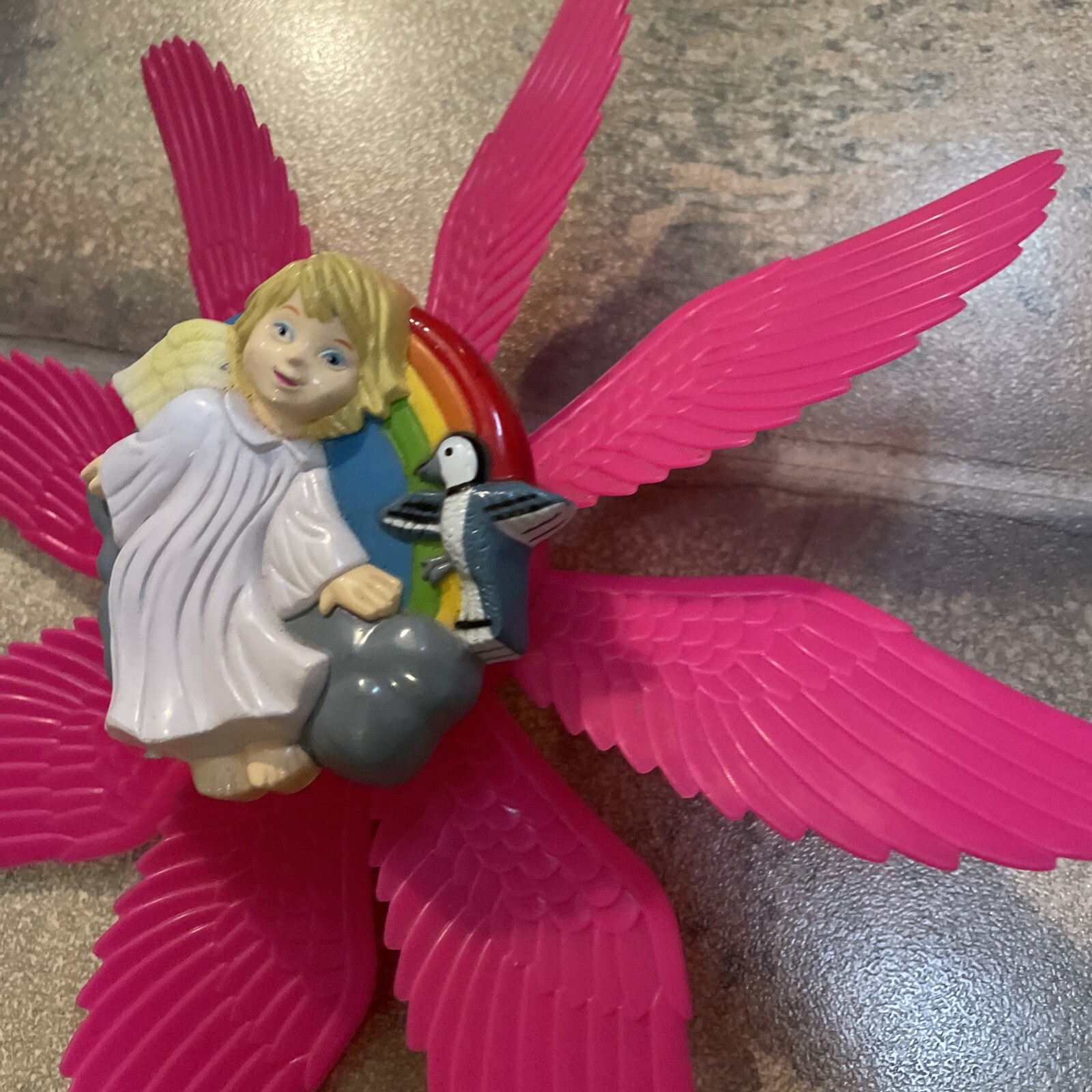 Vintage 1999 ArtLine Art Line Lawn Decor Pinwheel Pink Angel Wing Bird Spinner