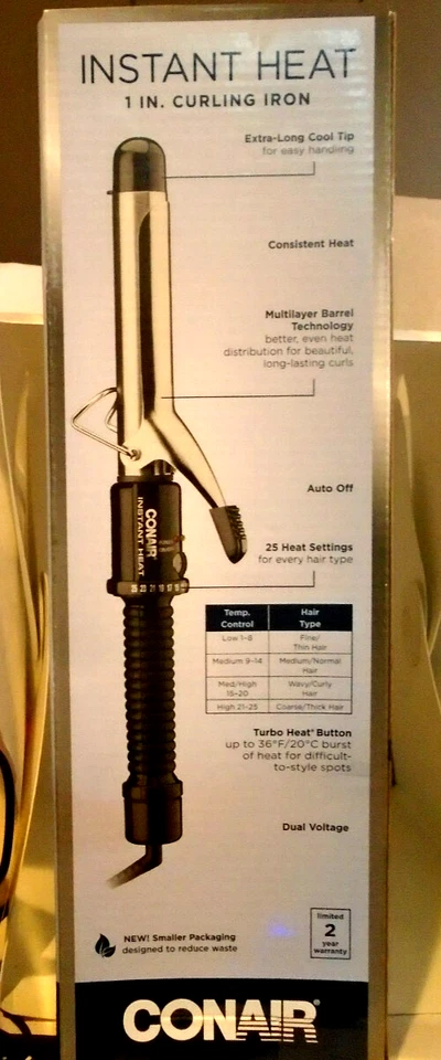 Conair CD87GNR 1 inch Curling Iron Instant Heat Setting Extra Long Cool Tip 1" - Image 2 of 2
