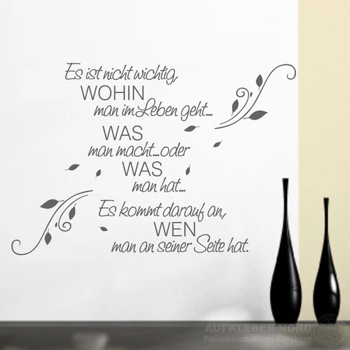 Wandtattoo WOHIN man im Leben.. 70cm A10 Blumenranke Wandaufkleber Sprüche Zitat - Bild 6 von 8