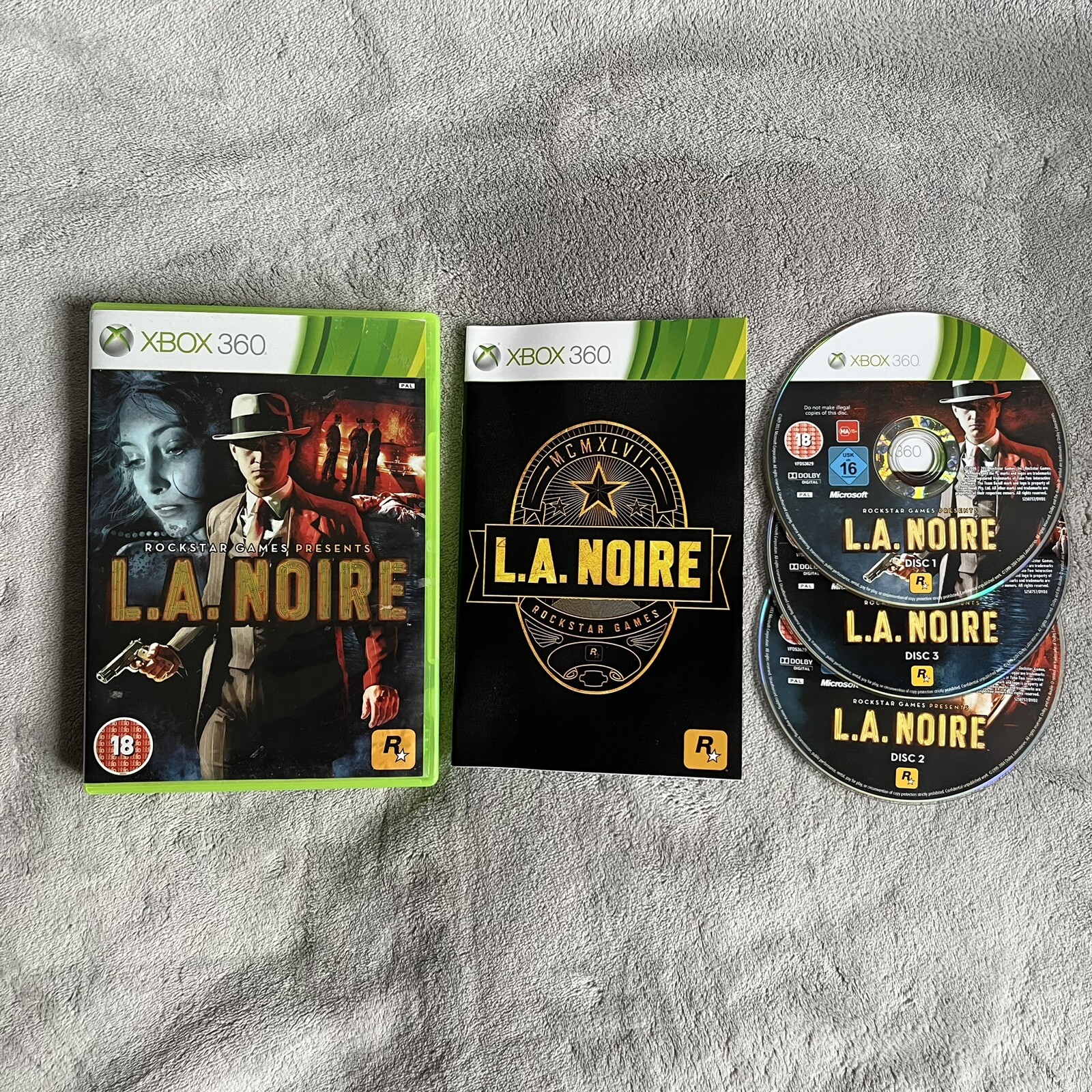 L A Noire for Xbox 360 Game Boxed With Manual And 3 Discs - Tested And Working