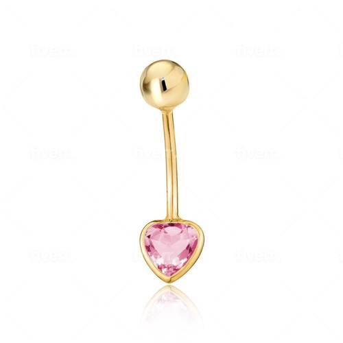 Belly Rings 14k Yellow Gold Navel Rings Simulated Diamond Barbell Stud Body Pier - Picture 4 of 9