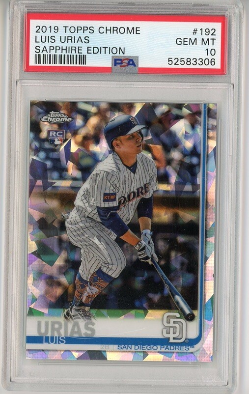 2019 Topps Chrome Sapphire 192 Luis Urias RC PSA 10 Gem Mint San Diego Padres