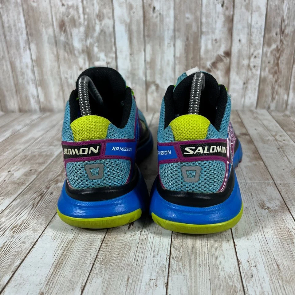 Salomon XR Mission Trail Running Zapatos Atléticos Azul Púrpura Amarillo Talla 7 Foto 3 de 4