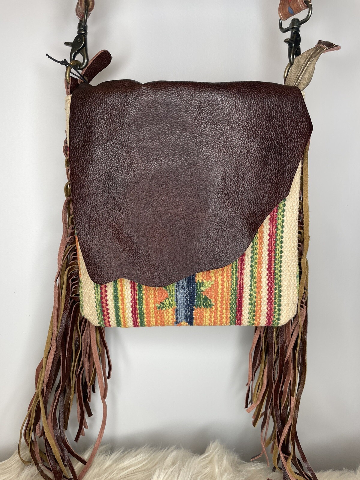 Myra Crafty Appeal Upcycled Canvas Shoulder Bag - Concealed Carry, Boho Style, Multiple Pockets