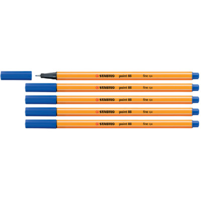5 x Stabilo Point 88 Fineliner Faserschreiber 0,4 mm blau