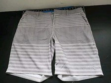 Hang Ten Hybrid Gray  White Striped Shorts Men's Size 40 Walk Swim