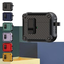 Carbon Fiber Pattern Magnetic Switch Earphone Cover Case Protector For Airpods