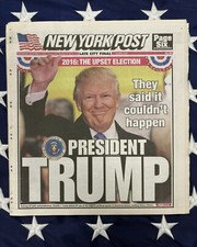 Donald Trump First Presidential Election Win! New York Post 11/9/2016 Newspaper