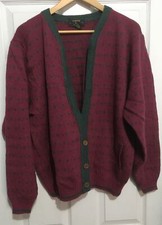 Vintage Charter Club Sweater Womens Size 42 Burgundy Cardigan Shetland Wool