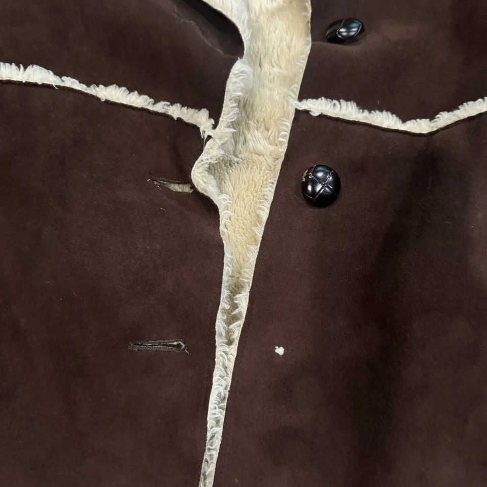 Cabelas Mujer M Marrón Suave Imitación Gamuza Piel Forrada Sherpa Chaqueta Botón Abrigo LEER Foto 2 de 4
