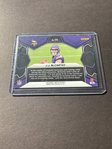 J.J. JJ McCarthy Rookie RC NFL Debut Mosaic 2024 - 25 Minnesota Vikings No. 275 - Picture 2 of 2