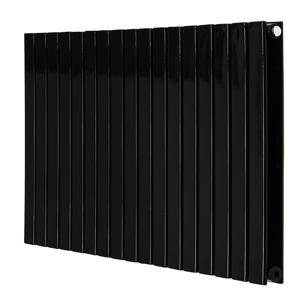 Horizontal Designer Radiator Flat Panel Modern Heating Double Black 600 x 1158mm