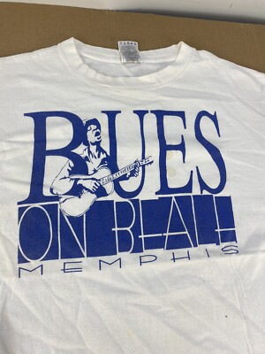 Vintage 80s 90s Y2K Memphis Blues Jazz Beale Street Music Promo T Shirt Saxaphon