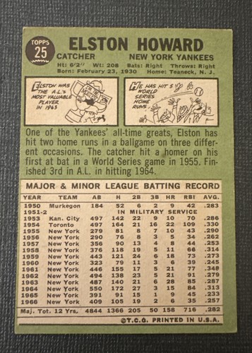 Elston Howard 1967 Topps #25 - Picture 2 of 2