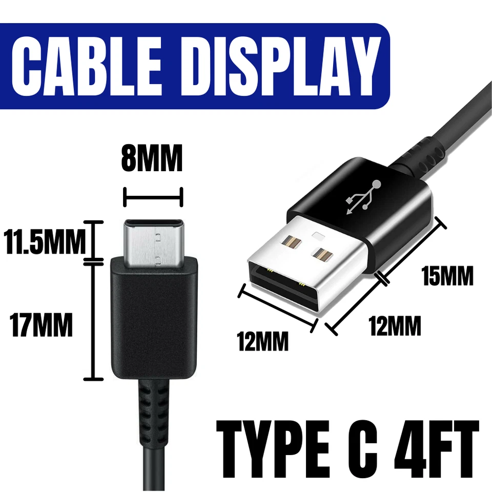 50X WHOLESALE USB C Type C Fast Charging Charger Cable For Samsung S8 S9 S10 S20 - Image 4 of 4